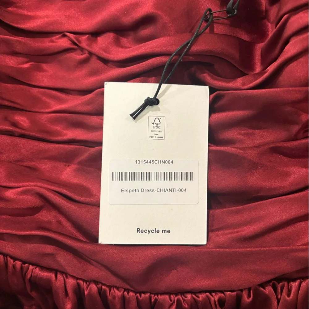 NWT Reformation Red Ruched Strapless Gown - Picture 8 of 9